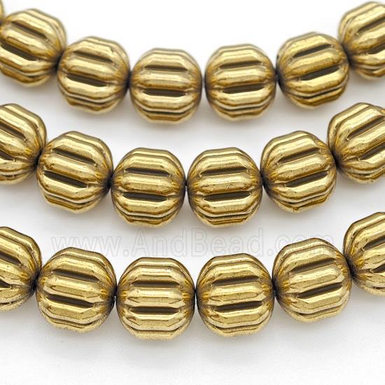 Hematite Pumpkin Beads Gold Plated