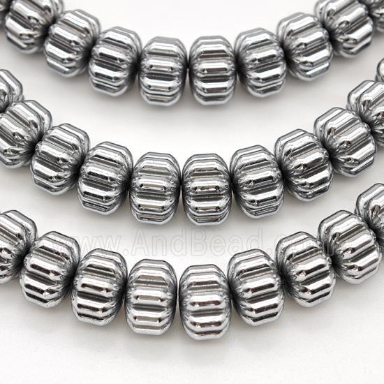 Hematite Pumpkin Beads Platinum Plated