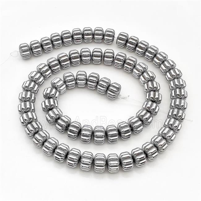 Hematite Pumpkin Beads Platinum Plated
