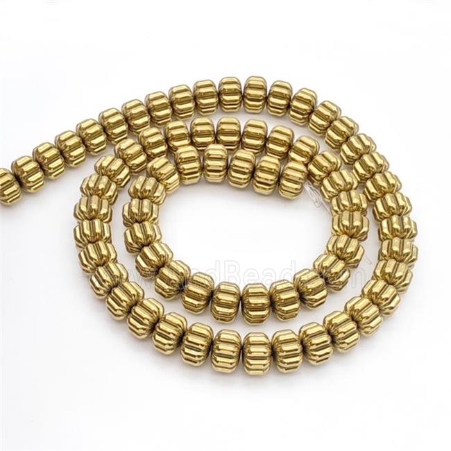 Hematite Pumpkin Beads Gold Plated
