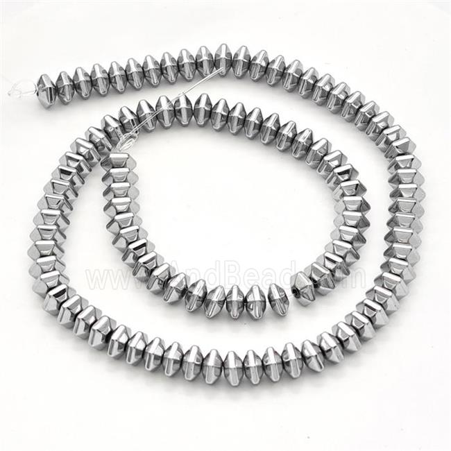 Hematite Beads Hexagon Platinum Plated