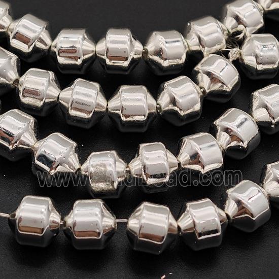 Hematite Bullet Beads Bicone Shiny Silver