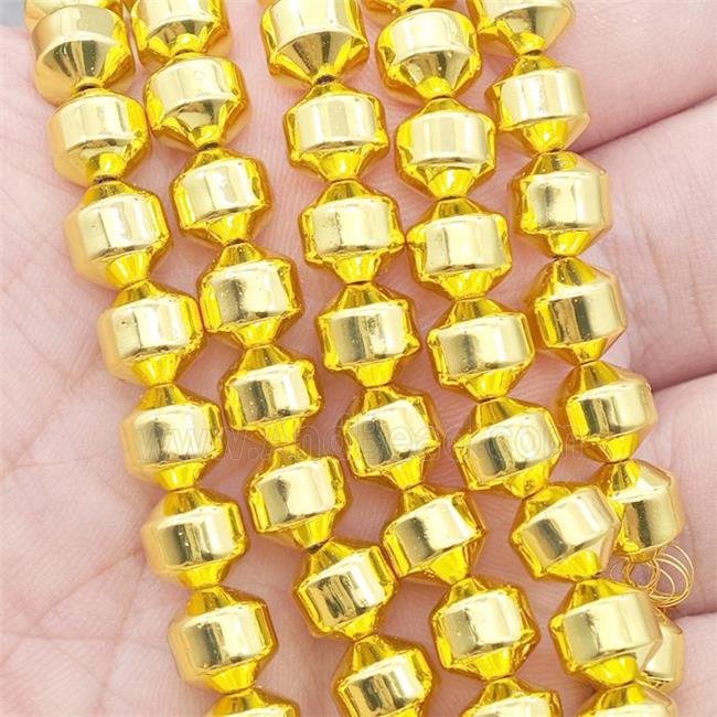 Hematite Bullet Beads Bicone Shiny Gold