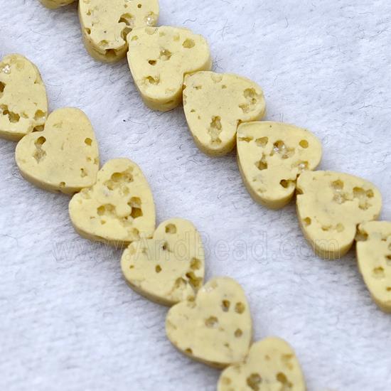 Yellow Lava Heart Beads