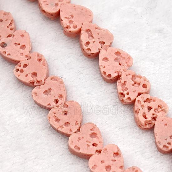 Pink Lava Heart Beads