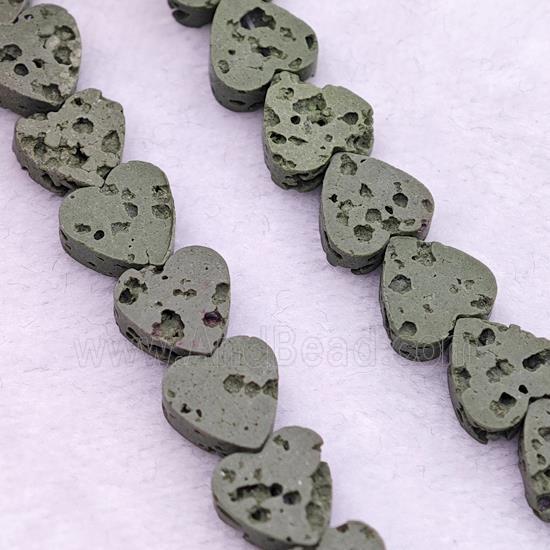 Green Lava Heart Beads