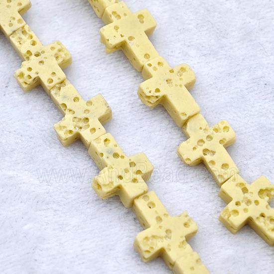 Yellow Lava Cross Beads