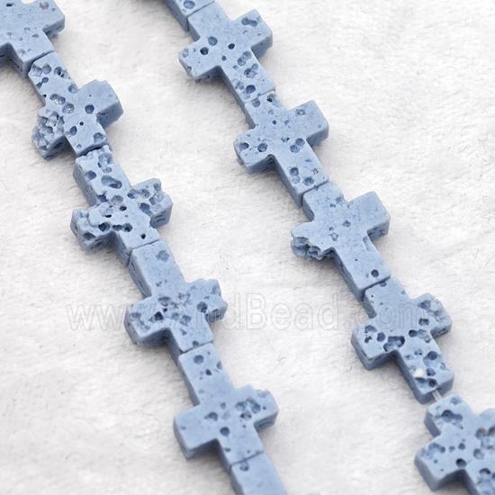 Bluegray Lava Cross Beads