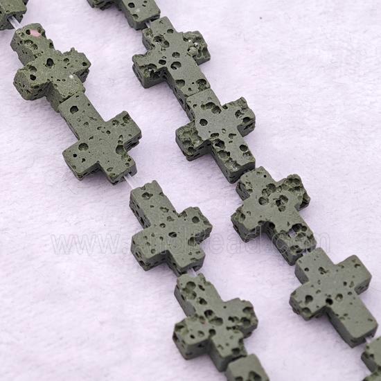Green Lava Cross Beads