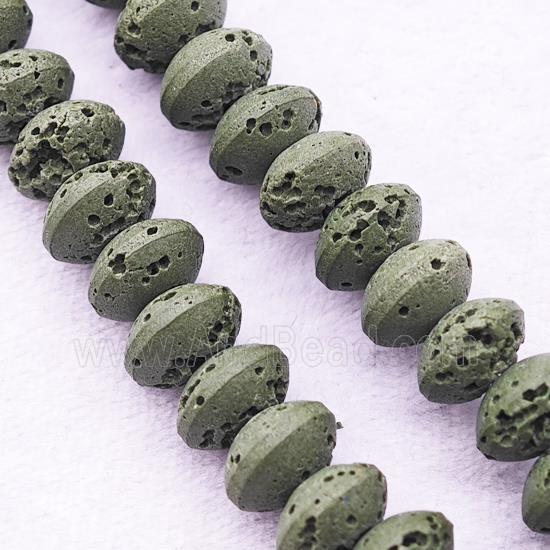 Lava Rondelle Beads Smooth Green