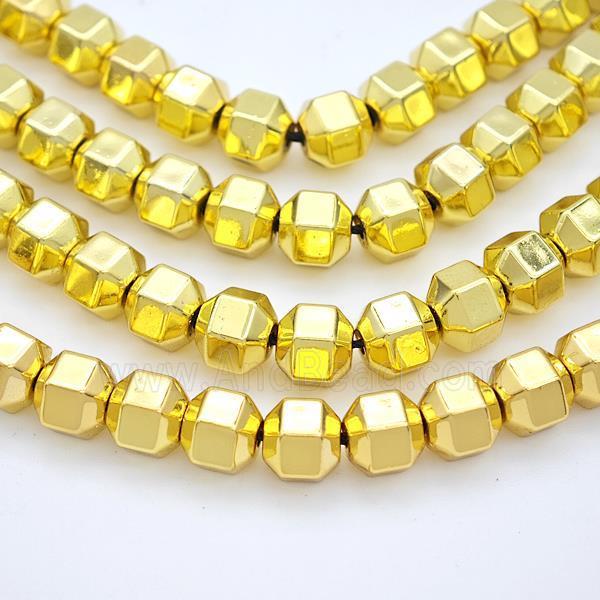 Hematite Beads Prism Shiny Gold