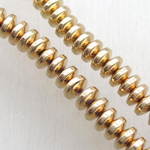 light gold electroplated Hematite wheel Beads