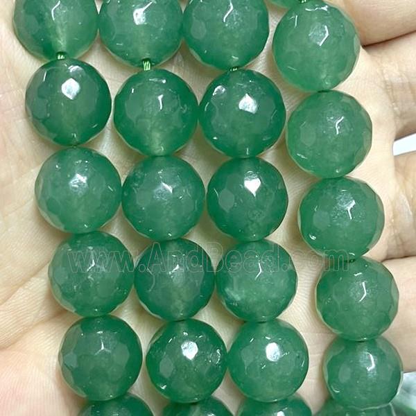 Green Jade Beads Faceted Round Dye