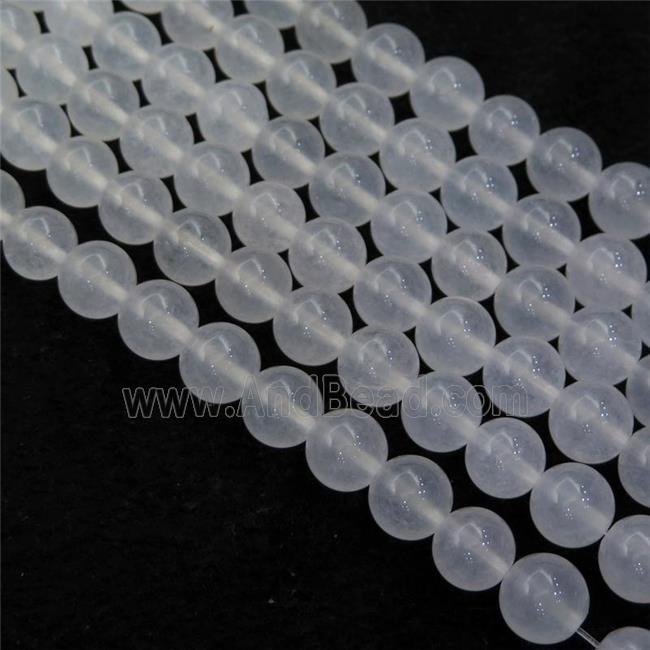 white Spong Jade Beads, round