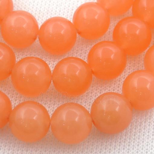 orange Spong Jade Beads, round