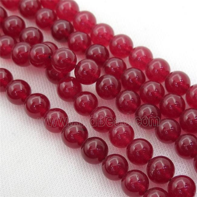 red Spong Jade Beads, round