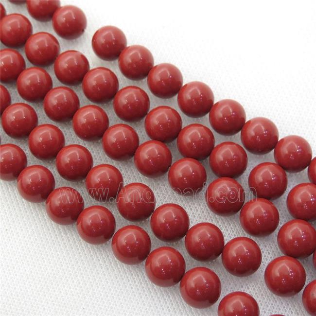 coralred Spong Jade Beads, round