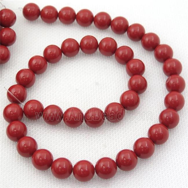 coralred Spong Jade Beads, round
