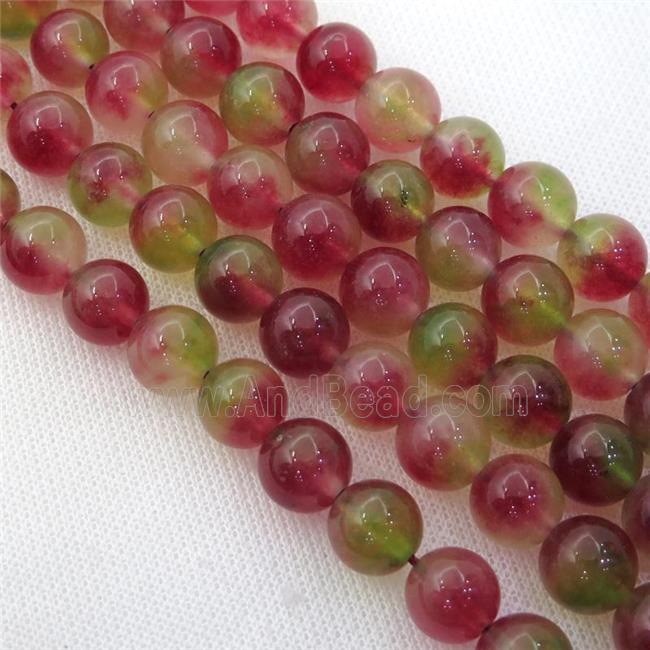 Dichromatic Spong Jade Beads, round
