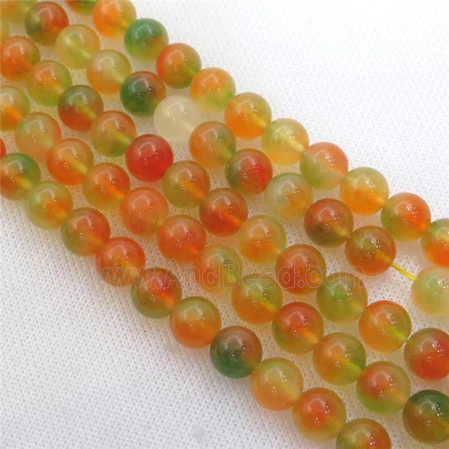 Dichromatic Spong Jade Beads, round