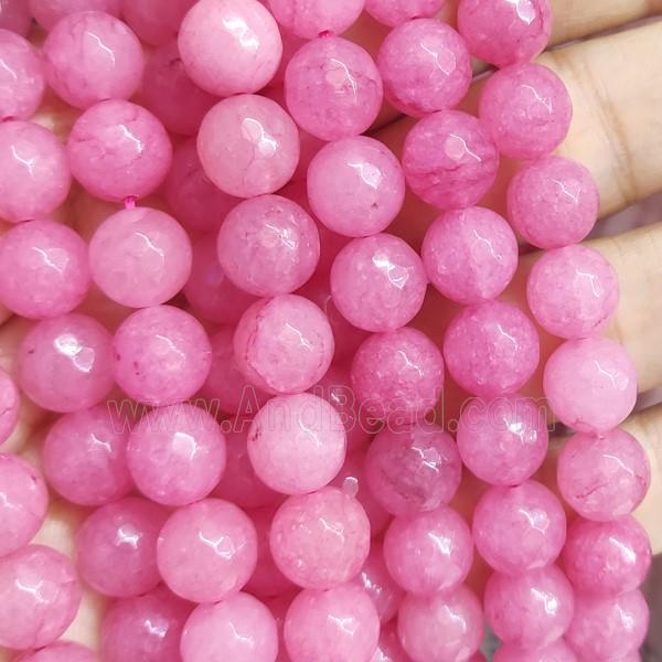 lt.hotpink Jade Beads, faceted round, b-grade