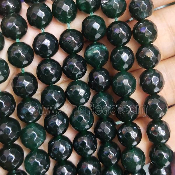 darkgreen Jade Beads, faceted round, b-grade