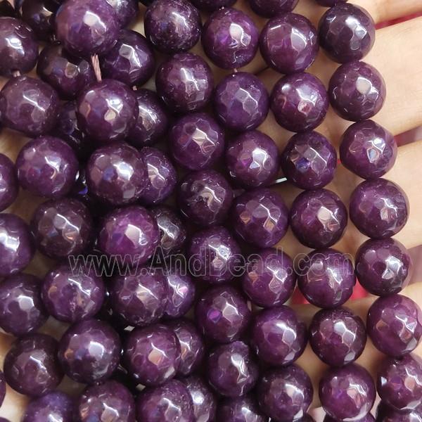 purple Jade Beads, faceted round, b-grade