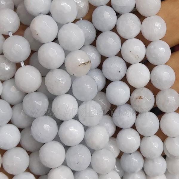 lt.blue Jade Beads, faceted round, b-grade