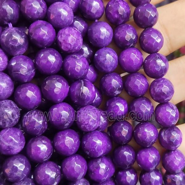 purple Jade Beads, faceted round, b-grade