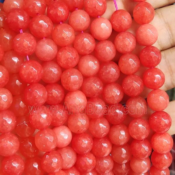 orange Jade Beads, faceted round, b-grade