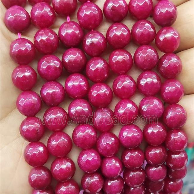 hotpink blue Jade Beads, faceted round, b-grade