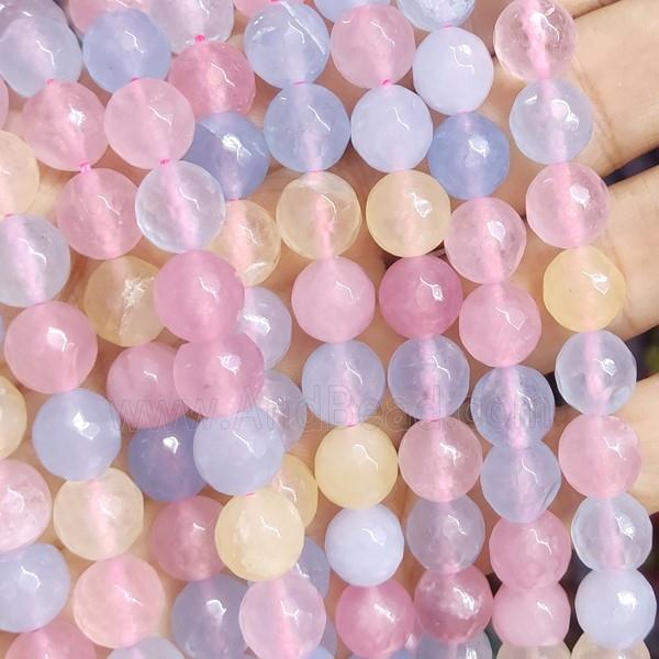 mix color Jade Beads, faceted round, b-grade