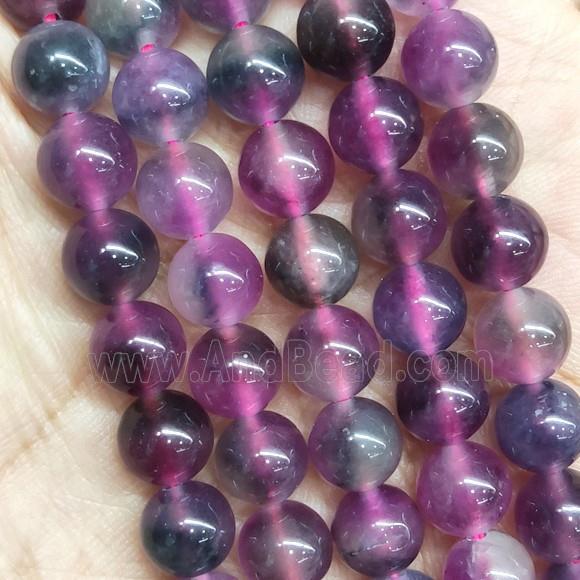 round Jade Beads, fuchsia, dye