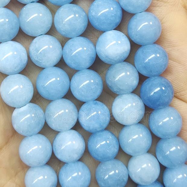 round blue Jade Beads, dye