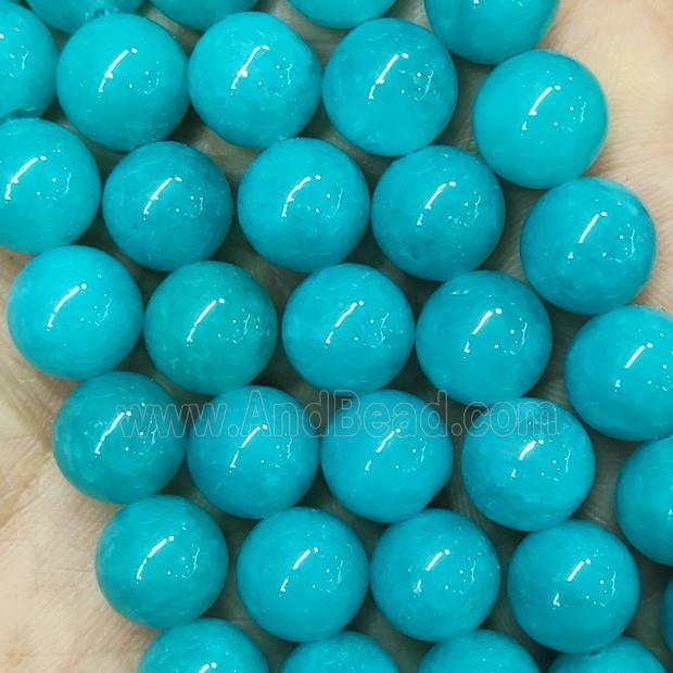 round Jade Beads, dye green