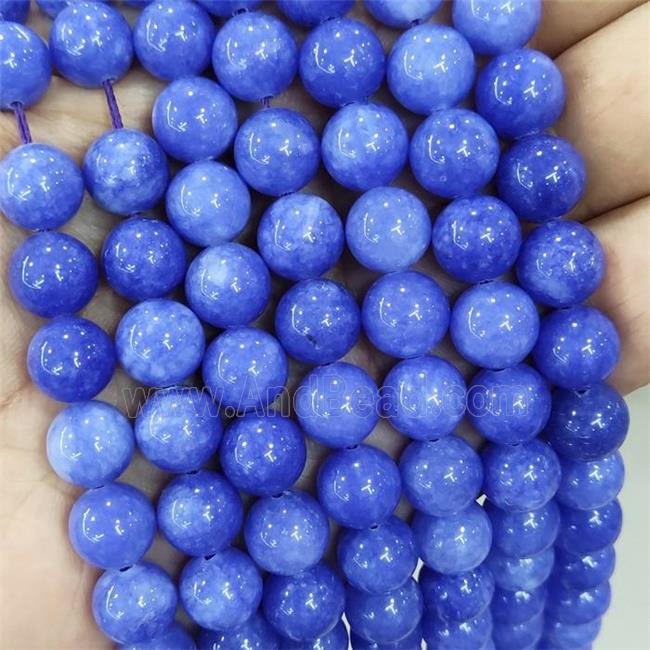 round Jade Beads, royalblue dye