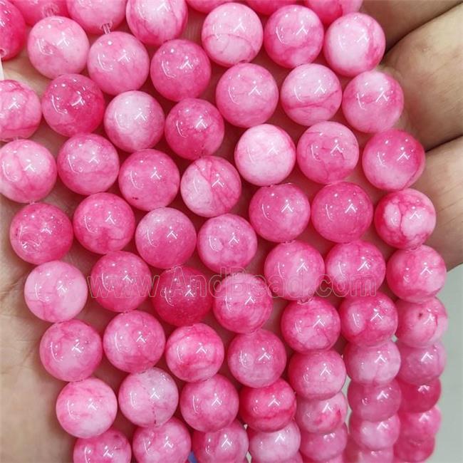 round pink Jade Beads, dye