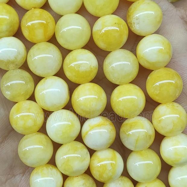round yellow Jade Beads, dye