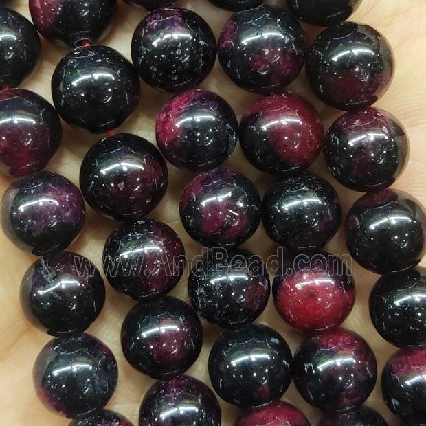 round fancy Jade Beads, red black dye