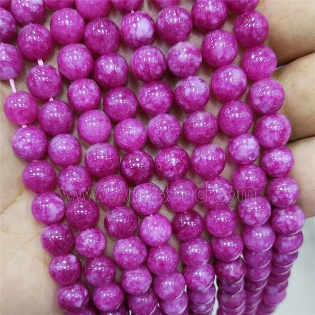 Hotpink Spong Jade Beads Smooth Round