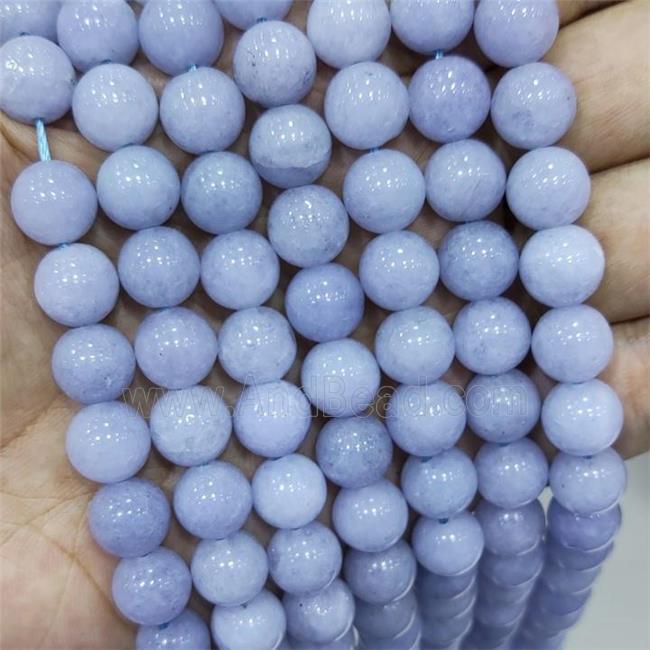 Ltblue Spong Jade Beads Smooth Round