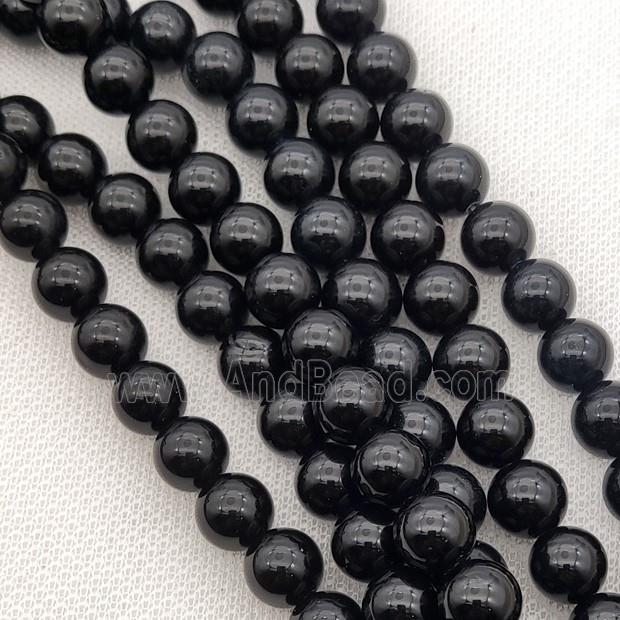 Round Jade Beads Black Dye Smooth