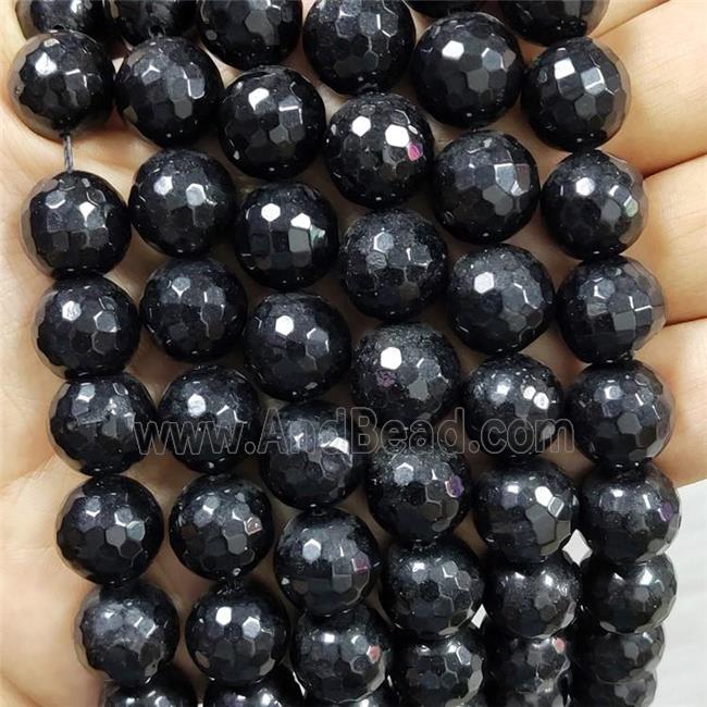 Black Jade Beads Dye Faceted Round