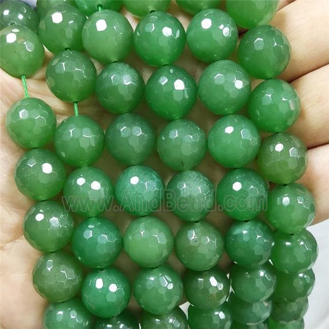 Green Jade Beads Dye Faceted Round