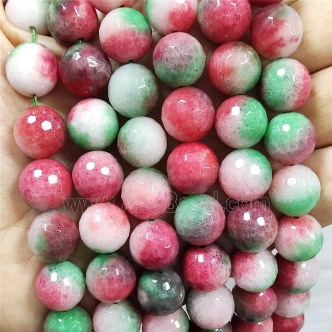 Redgreen Jade Beads Dye Faceted Round