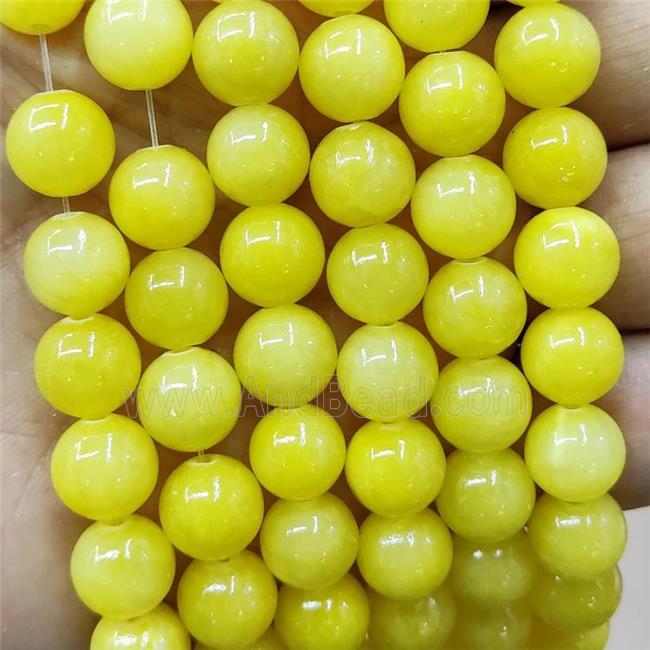 Natural Honey Jade Beads Olive Dye Smooth Round