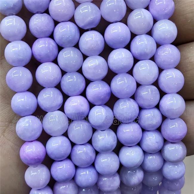 Natural Honey Jade Beads Purple Dye Smooth Round