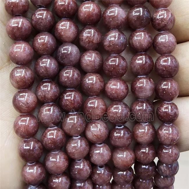 Natural Honey Jade Beads Deepred Dye Smooth Round