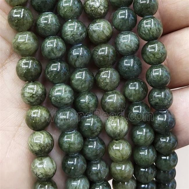 Natural Honey Jade Beads Green Dye Smooth Round
