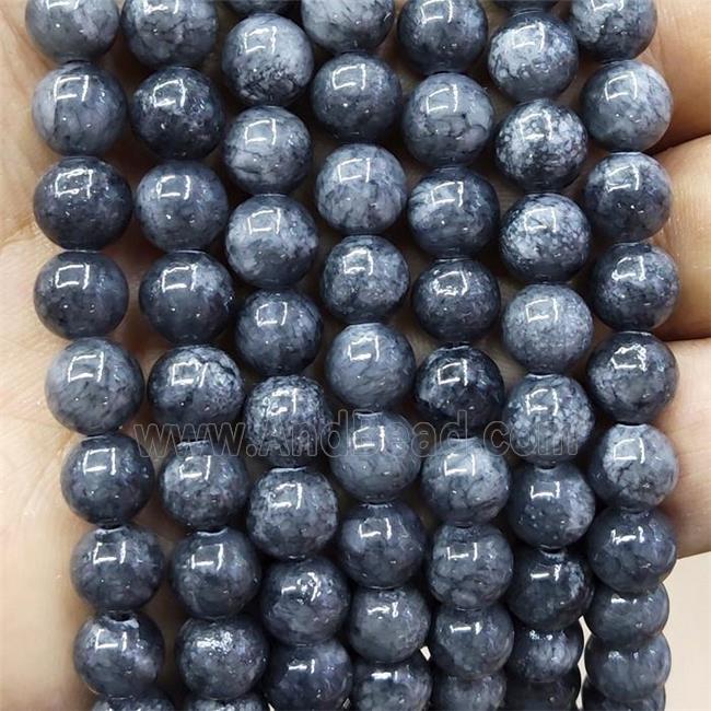 Natural Honey Jade Beads Black Dye Smooth Round